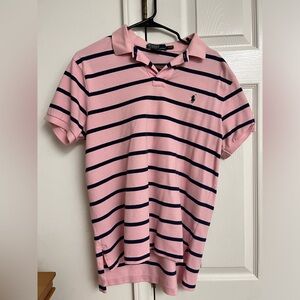 Pink Ralph Lauren polo with Navy Stripes
